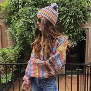 NWT Something Navy Sweater & Hat Matching Set